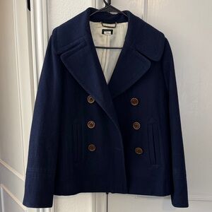 J Crew Wool Blend Short Navy Women's Pea Coat